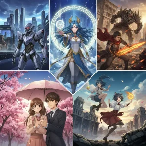 Various anime characters and worlds from 2025 adaptations.